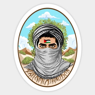 Palestine Freedom Fighter Portrait Sticker